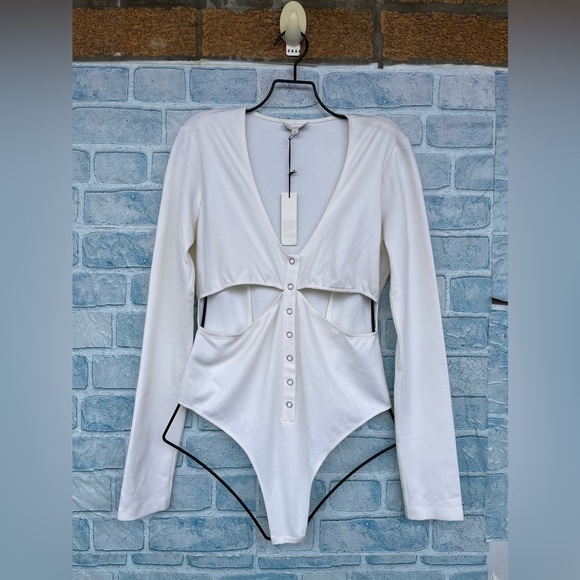 Fleur Du Mal Midriff Cut Out Body Suit ivory size large - Picture 1 of 10